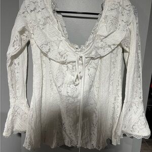 Fashion Nova White Lace Blouse